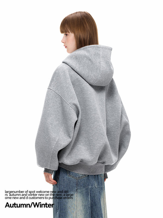 Unf 550g Heavy Air Oversize Loose Silhouette Hooded Sweatshirt Zipper Jacket Autumn and Winter for Men and Women