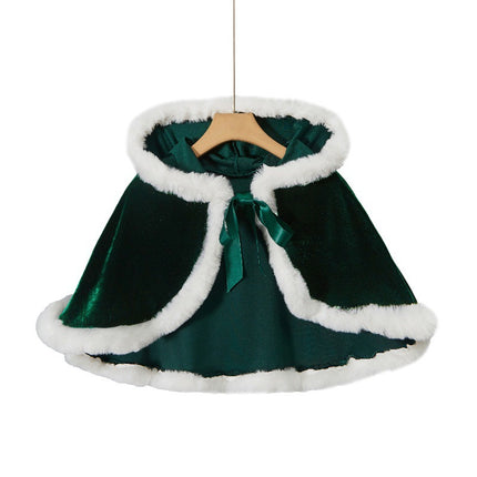 Amazon Christmas Shawl Cloak Christmas Costume Girls Party Cos Red and Green Christmas Costume Performance Uniform