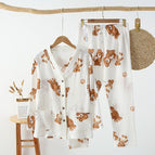 V-neck-crepe-little bear-white / M
