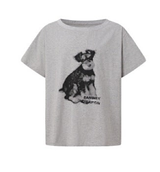 Summer Women's Tops Short-Sleeved Women's T-Shirt Clothes One-Shoulder High-End Cute Printed Short-Sleeved T-Shirt Custom Group Uniform