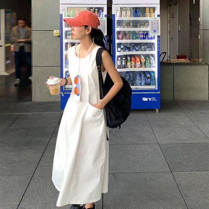 Huang Zheng Sleeveless Slim-fit Pocket dress with Mobile Phone Bag Women's 2025 Summer Elegant 520328