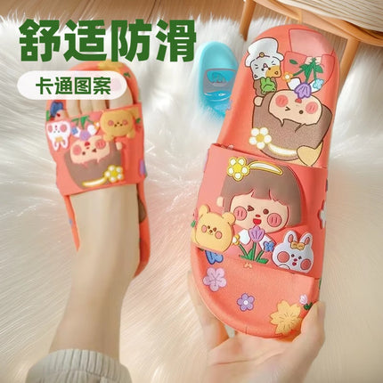 2025 Trendy Women's Cartoon Summer Slippers for Outdoor Wear, Cute and Girly, Soft-Soled, Non-Slip, Suitable for Home and Bathroom, Floral Design