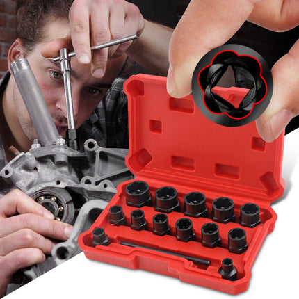 Hi-Spec Damaged Bolt Extractor Reverse Thread Socket Set Rusty Nut Anti-Theft Screw Tool Screwdriver Bit