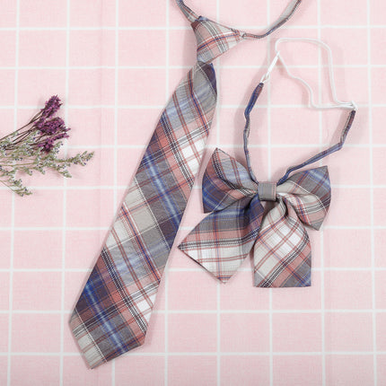 Japanese and Korean striped jk/dk college style men's and women's red cyanotic gray blue shirt accessories tie-free collar set