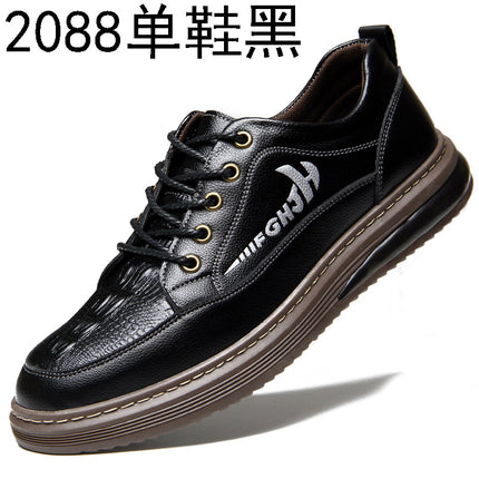 Autumn 2023 New Black Men's Business Casual Leather Shoes Men's Korean Style Youth Board Shoes Lace Breathable Men's Shoes