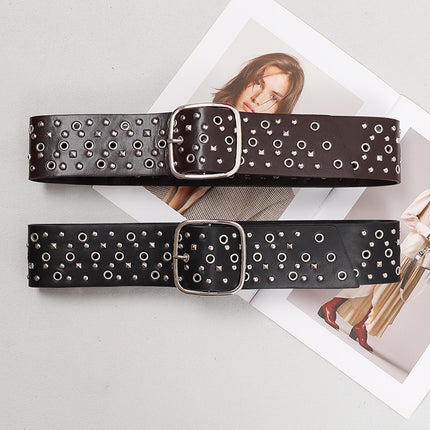 Punk style rivet wide belt female heavy industry design personality waist seal decorative dress accessories waist belt