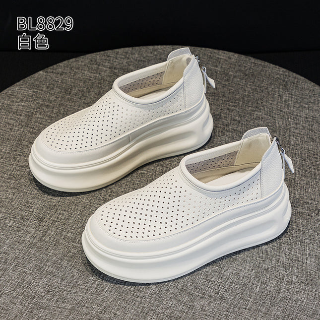 Women's Thick-Soled Sneakers 2026 Spring/Summer New Trendy Versatile Hollow Breathable Popular Style Casual Shoes for Petite Individuals