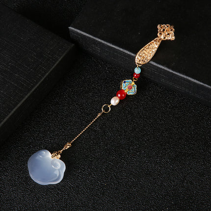 Antique Cheongsam National Tide Wind Pressure Break Elegant Pendant Brooch Hanfu Tea Clothing Tassel Retro Chinese Makeup Accessories Women