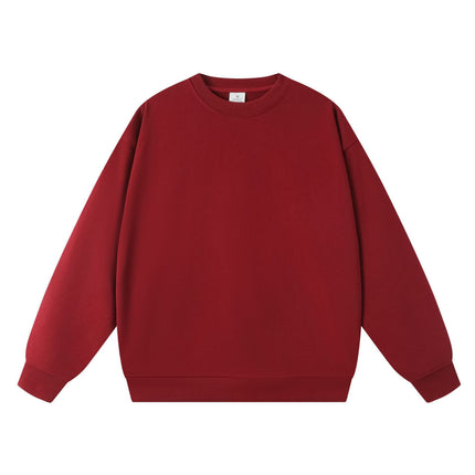 Trendy Brand Heavyweight 400g Terry Crewneck Sweatshirt Couple Pullover Autumn and Winter Thickened Coat Solid Color Loose Unisex Top