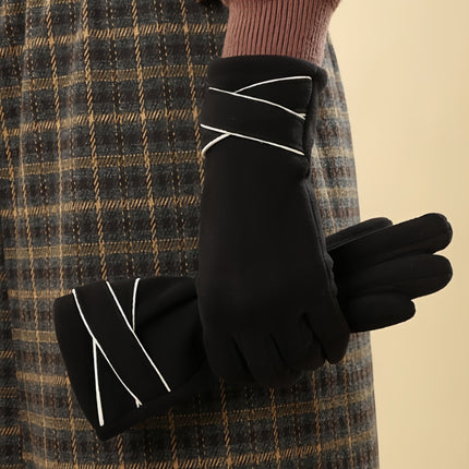Women's Winter Gloves, German Velvet, Warm and Cold-Proof, Touch Screen for Cycling and Driving, Simple Outdoor Students, Cross-Border Touch Screen, Convenient