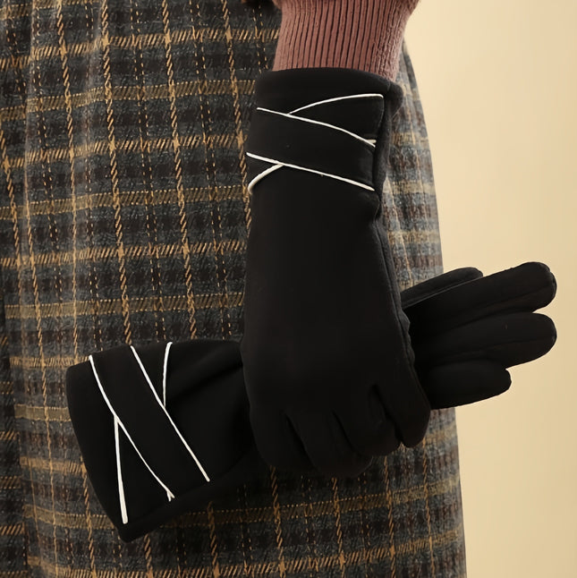 Women's Winter Gloves, German Velvet, Warm and Cold-Proof, Touch Screen for Cycling and Driving, Simple Outdoor Students, Cross-Border Touch Screen, Convenient