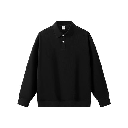 New Cross-Border 350g Cotton Polo Collar Sweatshirt for Men and Women, Couple's Sweatshirt, Autumn and Winter Loose Long-Sleeve Solid Color Top
