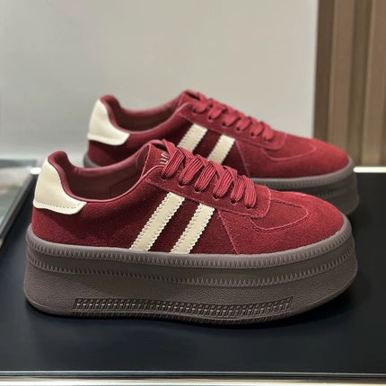 Cowhide Sneakers for Women 2026 New Autumn and Winter Sports Casual Shoes Platform Sole Retro German Training Shoes Women's Top Layer Cowhide