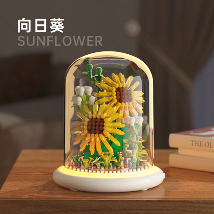 Jihui building blocks flower sunflower M1096 compatible with Lego assembled children's educational toys boys and girls gifts cross-border
