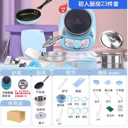 Cross-border mini kitchenette factory direct full set of cooking girls kitchenware suit children's real cooking toys