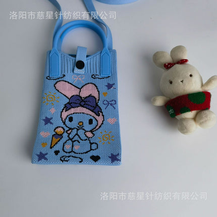 Girl's Heart-Shaped Knitted Crossbody Bag