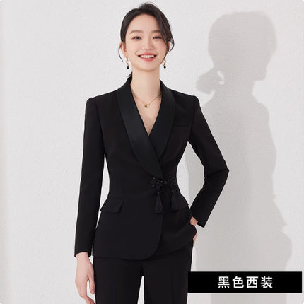 Autumn and Winter New New Chinese Black Professional Suit suit Elegant Goddess Fan Slim-fit Slimming Dress Overalls OL