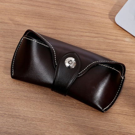 Retro Myopia Glasses Bag Universal Vegetable Tanned Leather Creative Portable Glasses Case Genuine Leather Simple Sunglasses Storage Box
