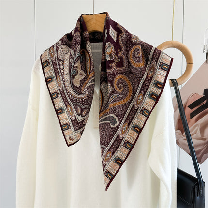 [Chinese Silk and Wool Collection] High-End Silk Wool Scarf for Women Double-Sided Printed Silk Wool Shawl Scarf