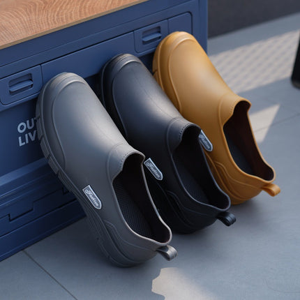 Men's Short Rain Boots, Non-Slip, Waterproof, Fashionable Rain Boots, Velvet Warm Rubber Shoes, Fishing Short-Tube Work Water Shoes, Overshoes