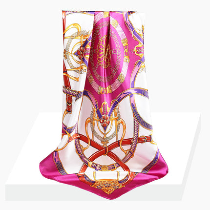 Spring and Autumn New 90 Square Scarf Printing Silk Satin Hangzhou Scarf Square Scarf Shawl Gift Factory Wholesale