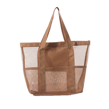 Korean Mesh Beach Bag Large Capacity Swimming Fitness Bag Travel Portable Storage Bag Multi-Pocket Swimsuit Storage Bag