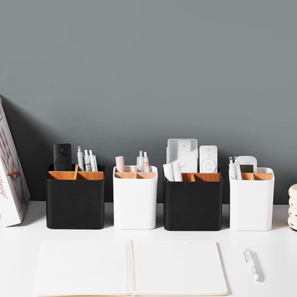 Creative pen holder bamboo and wood compartment storage box large capacity stationery pencil watercolor pen finishing box cosmetic brush storage bucket