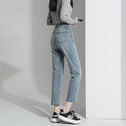 Small Slim-fit Slim-fit Skinny Jeans Female Student New Fashionable Ins All-match Straight Pipe Pants