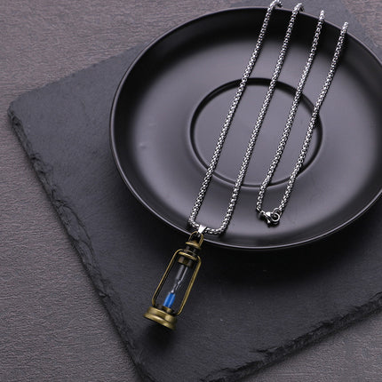 Retro Kerosene Lamp Hourglass Necklace Personalized Hip Hop Men's Pendant All-match sweater chain hip-hop jewelry wholesale accessories