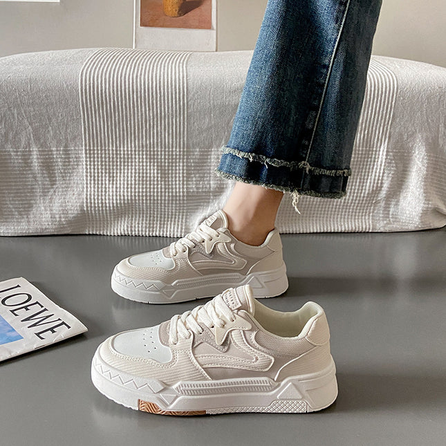 Niche Trendy Instagram Style Thick Bottom White Shoes Women's 2025 Spring New Breathable Student Leisure Sports Board