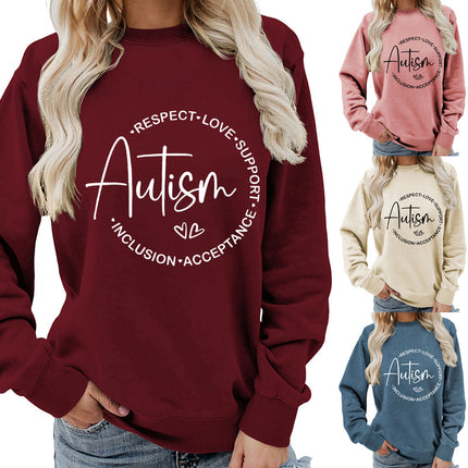Foreign trade supply autism printing round neck women's coat vests foreign trade supply autumn and winter coat leisure wide pine Europe
