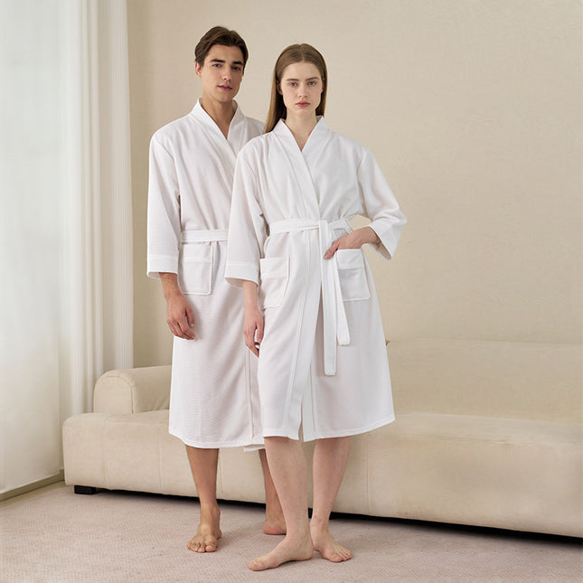 Hotel Bathrobe Women's Spring and Summer Thin Water Absorbent Quick-drying Nightgown Men's Mid-length plus size Hot Spring Swimming Sauna Bath Towel