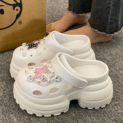 New 10cm Thick-Soled Eva Clogs for Women, Outer Wear, Height-Increasing Toe-Toe Slippers, Women's New High-Heeled Shoes, Women's Sandals