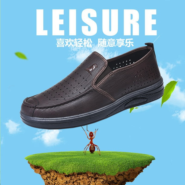 New Summer Men's Clogs, Breathable Hollow Mesh Shoes, Soft Soles, Non-Slip, Wear-Resistant Work Shoes, Men's Leather Shoes for Work