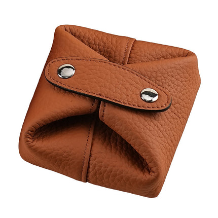Cross-border Ins Girl's Small Jewelry Storage Bag Mini Genuine Leather Coin Purse Earphone Bag Women's Mouth Red Envelope Coin Bag