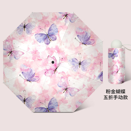 Sunny Umbrella Folding Ultra Light Small Flat Six-fold Umbrella Sun Protection Sunshade Sun Umbrella UV Protection Mini Pocket Umbrella
