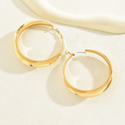 European and American simple personality exaggerated smooth earring temperament metal geometric fashion earrings high-end luxury earrings