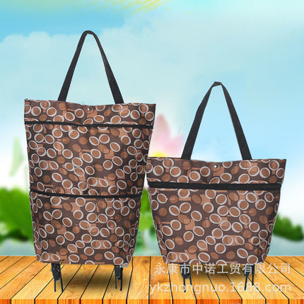 Factory Direct Supply Printed Oxford Cloth Foldable Shopping Bag Household Handbag with Tug