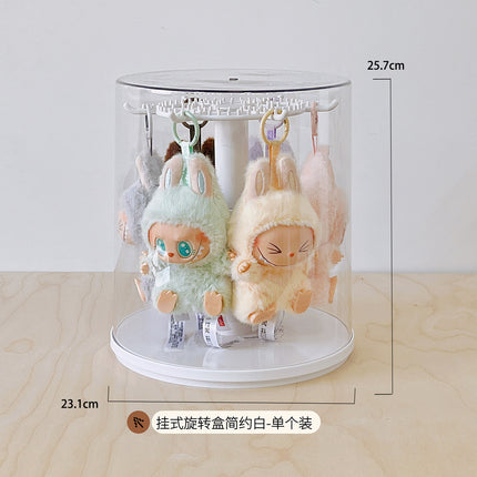 Labubu Doll Storage Box Rotating Bucket Display Transparent Vinyl Doll Bubble Mart Storage Box