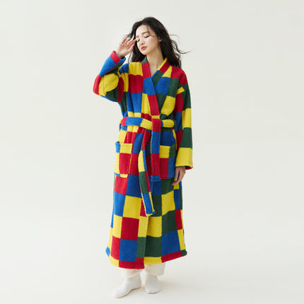 In-Stock Autumn and Winter New Coral Fleece Thickened Beautiful Fleece Men's and Women's Bathrobes, Extra-Long Bathrobes, Couple's Pajamas, Anti-Static