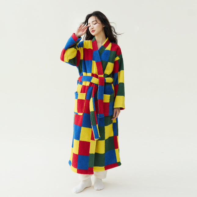 In-Stock Autumn and Winter New Coral Fleece Thickened Beautiful Fleece Men's and Women's Bathrobes, Extra-Long Bathrobes, Couple's Pajamas, Anti-Static
