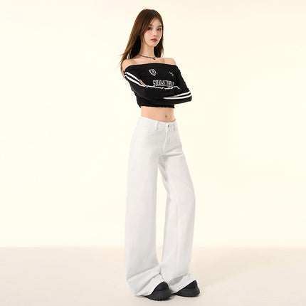 raccoon dog house# retro design feeling 2024 autumn and winter new micro la jeans women show American hot girl low waist horseshoe pants