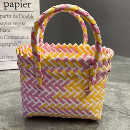 Plastic Woven Bow Basket Bag / Sac Panier Tressé Nœud Plastique