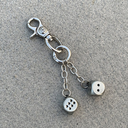 Vintage Floral Heavy-Duty Keychain Dice Pendant Accessory Bag Charm Trendy Niche Style