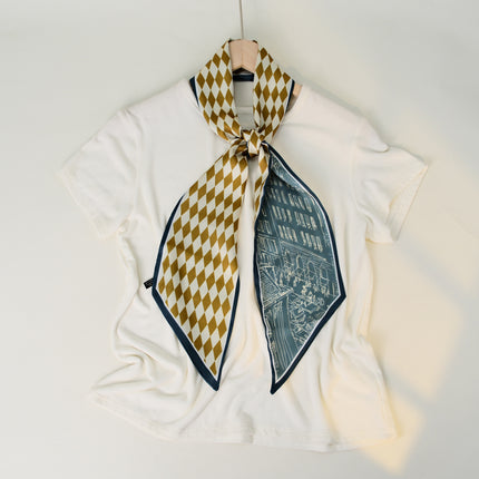 2025 European and American-style Beveled Silk Scarf Cross-border Silk Cashew Dot Long High-end Ribbon Scarf Women's Belt