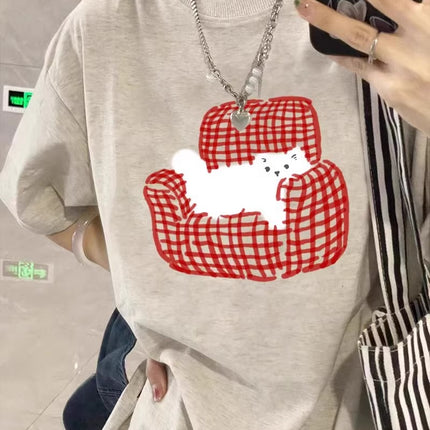 American Retro Pure Cotton Short-Sleeved T-Shirt for Women Summer 2026 New Design Student Loose and Lazy Style Half-Sleeved Top