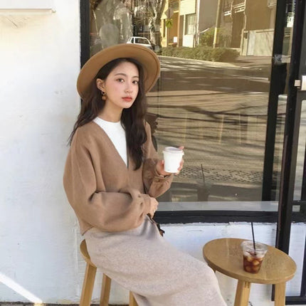 Autumn New Slim Knitted Skirt Mid-length Hip Skirt Skirt Women's Elegant Slim-fit Straight Step Skirt
