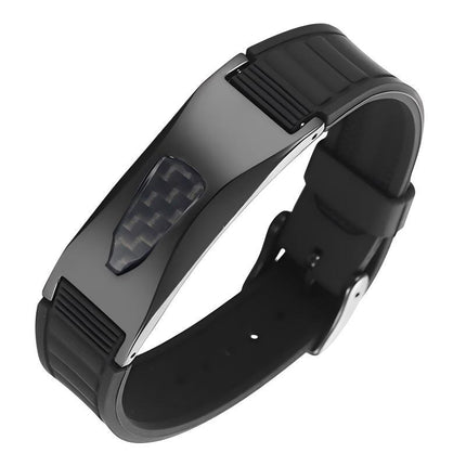 Europe, America, Japan and Korea inlaid carbon fiber stainless steel titanium steel curved brand silicone bracelet bracelet bracelet