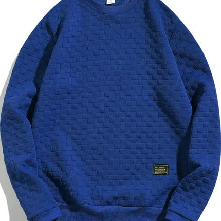 Men's Sweatshirt 2025 Cross-Border Amazon Autumn and Winter New Heavy Plaid Loose Casual Pullover Round Neck Top