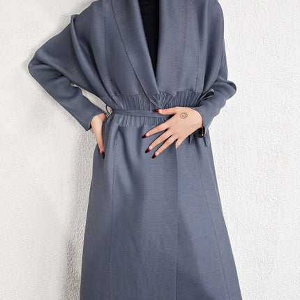Casual Loose Shawl Coat for Women, Thin Autumn Ruched Casual Outerwear Cardigan, Extended Long Sleeve Trench Coat